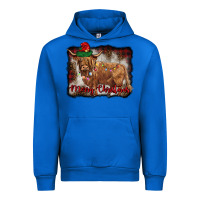 Cobalt merry christmas highland cow Urban Hoodie - BarkalooDesign