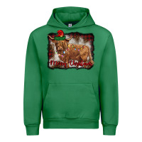 Emerald merry christmas highland cow Urban Hoodie - BarkalooDesign