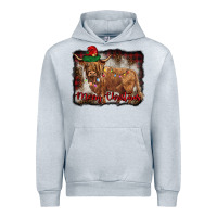 Heather Grey merry christmas highland cow Urban Hoodie - BarkalooDesign