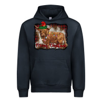 Navy merry christmas highland cow Urban Hoodie - BarkalooDesign