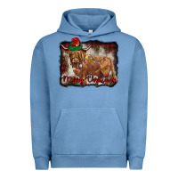 Pigment Pebble Blue merry christmas highland cow Urban Hoodie - BarkalooDesign