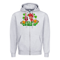 Heather Grey st. patricks day roosters lets get lucked up Zipper Hoodie - RanaPortraitStore