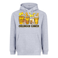 Heather Grey childhood cancer coffee cups Heavyweight Hoodie - Zillion Design Studio