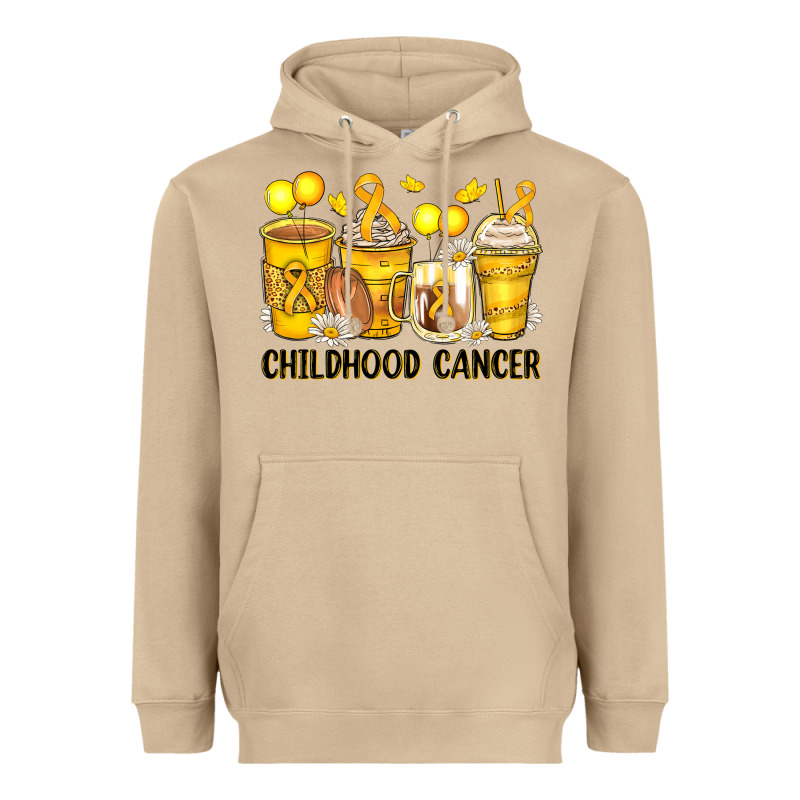 Childhood Cancer Coffee Cups Heavyweight Hoodie by Zillion Design Studio | Teevron