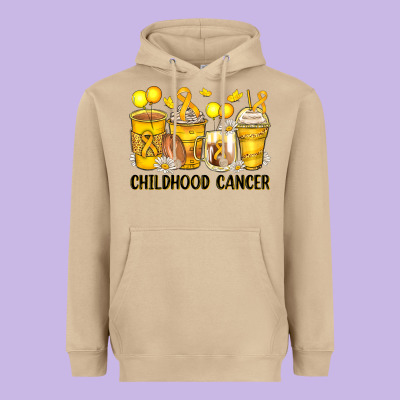 Childhood Cancer Coffee Cups Heavyweight Hoodie Designed By Zillion Design Studio