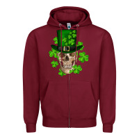 Burgundy st. patricks day skull Zipper Hoodie - RanaPortraitStore