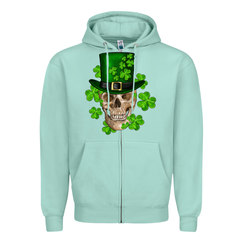 St. Patricks Day Skull Zipper Hoodie by RanaPortraitStore | Teevron