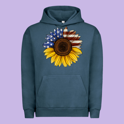 American Flag Sunflower Urban Hoodie Designed By Jasminsmagicworld