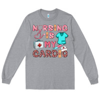 Heather Grey nursing is my cardio Long Sleeve Tee - BarkalooDesign