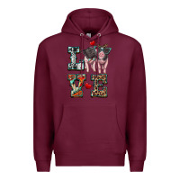 Burgundy love baby pigs Premium Hoodie - Artiststas
