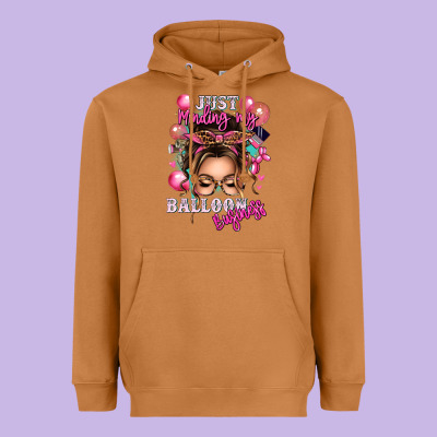 Just Minding My Balloon Business Messy Bun Heavyweight Hoodie Designed By Texasbilliewilder