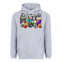 Heather Grey halloween cartoon characters coffee cups Heavyweight Hoodie - Zillion Design Studio