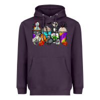 Plum halloween cartoon characters coffee cups Heavyweight Hoodie - Zillion Design Studio