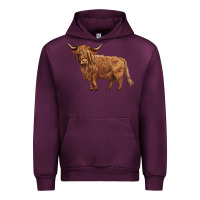 Mauve Wine highland cow Urban Hoodie - BarkalooDesign