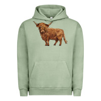 Pigment Oil Green highland cow Urban Hoodie - BarkalooDesign