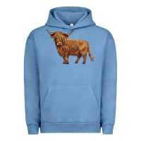 Pigment Pebble Blue highland cow Urban Hoodie - BarkalooDesign