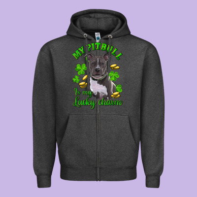 Zipper Hoodie st patricks day my pitbuli my lucky charm