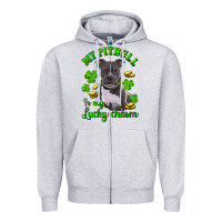 Heather Grey st patricks day my pitbuli my lucky charm Zipper Hoodie - RanaPortraitStore