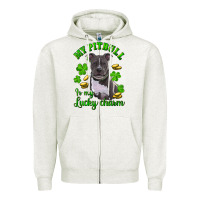 Oatmeal Heather st patricks day my pitbuli my lucky charm Zipper Hoodie - RanaPortraitStore