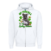 White st patricks day my pitbuli my lucky charm Zipper Hoodie - RanaPortraitStore
