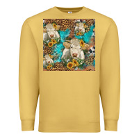 Antique Gold sunflowers charolais cow seamless pattern Premium Sweatshirt - HRA Design Shop