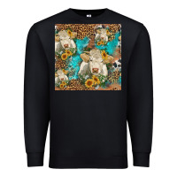 Black sunflowers charolais cow seamless pattern Premium Sweatshirt - HRA Design Shop