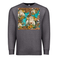 Charcoal Heather sunflowers charolais cow seamless pattern Premium Sweatshirt - HRA Design Shop