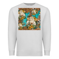 Dove Grey sunflowers charolais cow seamless pattern Premium Sweatshirt - HRA Design Shop