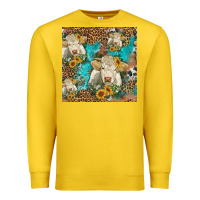 Lemon sunflowers charolais cow seamless pattern Premium Sweatshirt - HRA Design Shop