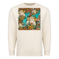 Sandshell sunflowers charolais cow seamless pattern Premium Sweatshirt - HRA Design Shop