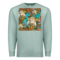 Seafoam sunflowers charolais cow seamless pattern Premium Sweatshirt - HRA Design Shop
