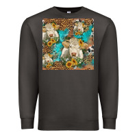Smoke sunflowers charolais cow seamless pattern Premium Sweatshirt - HRA Design Shop