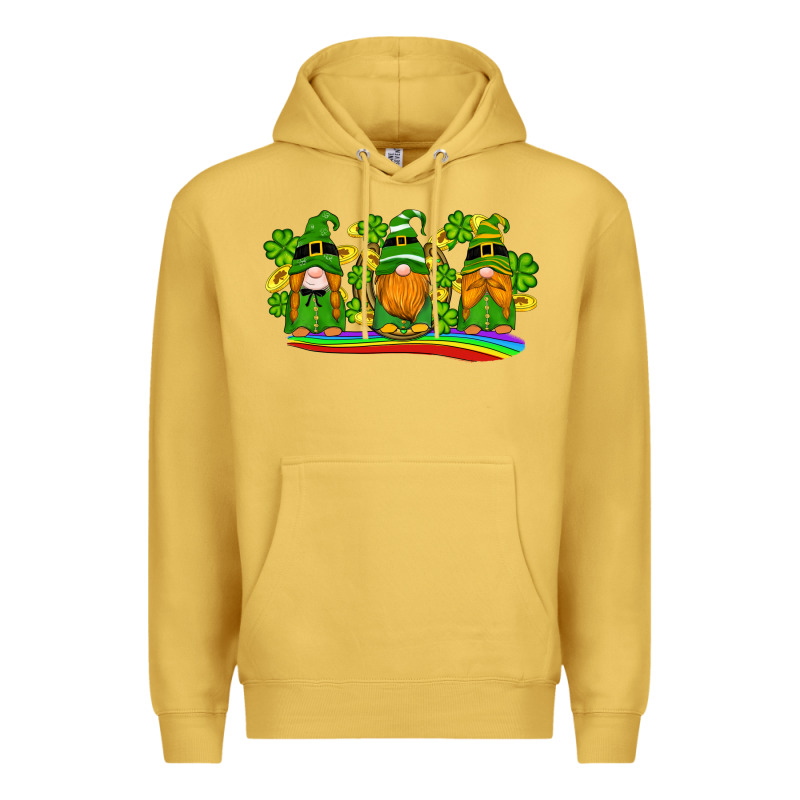 St Patricks Day Gnomes Shamrock Gold Rainbow Premium Hoodie by Artiststas | Teevron