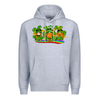Heather Grey st patricks day gnomes shamrock gold rainbow Premium Hoodie - Artiststas