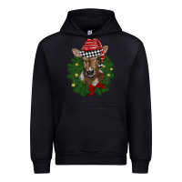 Black christmas wreath baby calf Urban Hoodie - BarkalooDesign