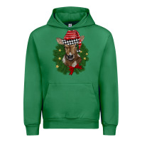 Emerald christmas wreath baby calf Urban Hoodie - BarkalooDesign