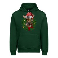 Forest Green christmas wreath baby calf Urban Hoodie - BarkalooDesign