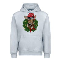 Heather Grey christmas wreath baby calf Urban Hoodie - BarkalooDesign