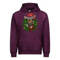 Mauve Wine christmas wreath baby calf Urban Hoodie - BarkalooDesign