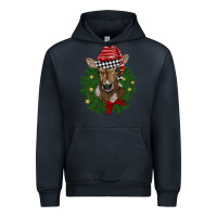 Navy christmas wreath baby calf Urban Hoodie - BarkalooDesign