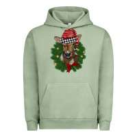 Pigment Oil Green christmas wreath baby calf Urban Hoodie - BarkalooDesign