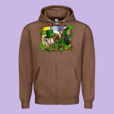 Zipper Hoodie st patricks day cows