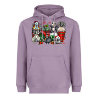 Lavender Christmas cartoon characters coffee cups Heavyweight Hoodie - Zillion Design Studio