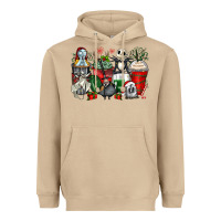 Mushroom Christmas cartoon characters coffee cups Heavyweight Hoodie - Zillion Design Studio