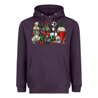 Plum Christmas cartoon characters coffee cups Heavyweight Hoodie - Zillion Design Studio