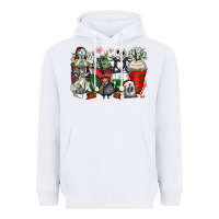 White Christmas cartoon characters coffee cups Heavyweight Hoodie - Zillion Design Studio