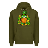 Army Green st patricks day gnomes horseshoe shamrock gold Premium Hoodie - Artiststas