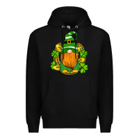 Black st patricks day gnomes horseshoe shamrock gold Premium Hoodie - Artiststas