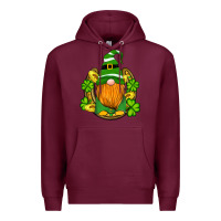 Burgundy st patricks day gnomes horseshoe shamrock gold Premium Hoodie - Artiststas