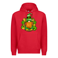 Red st patricks day gnomes horseshoe shamrock gold Premium Hoodie - Artiststas